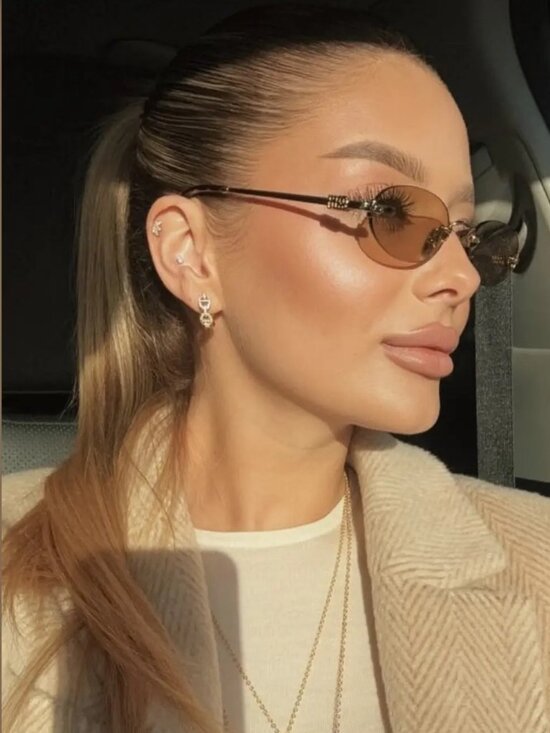 Miu Miu Women Sunglasses Gold Yellow Oval MUA54S ZVN10R NEW AUTHENTIC main image 5